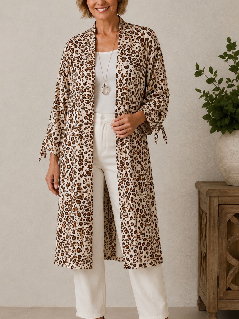Chico's Rust Floral Satin Kimono reversible size 2 - Picture 2 of 7